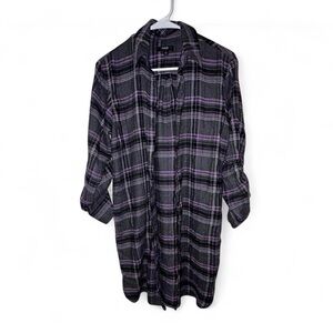 Simply Vera Vera Wang Black and Purple Plaid Shirt